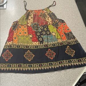 SHEIN Multicolor Boho Patchwork Spaghetti Strap Tank